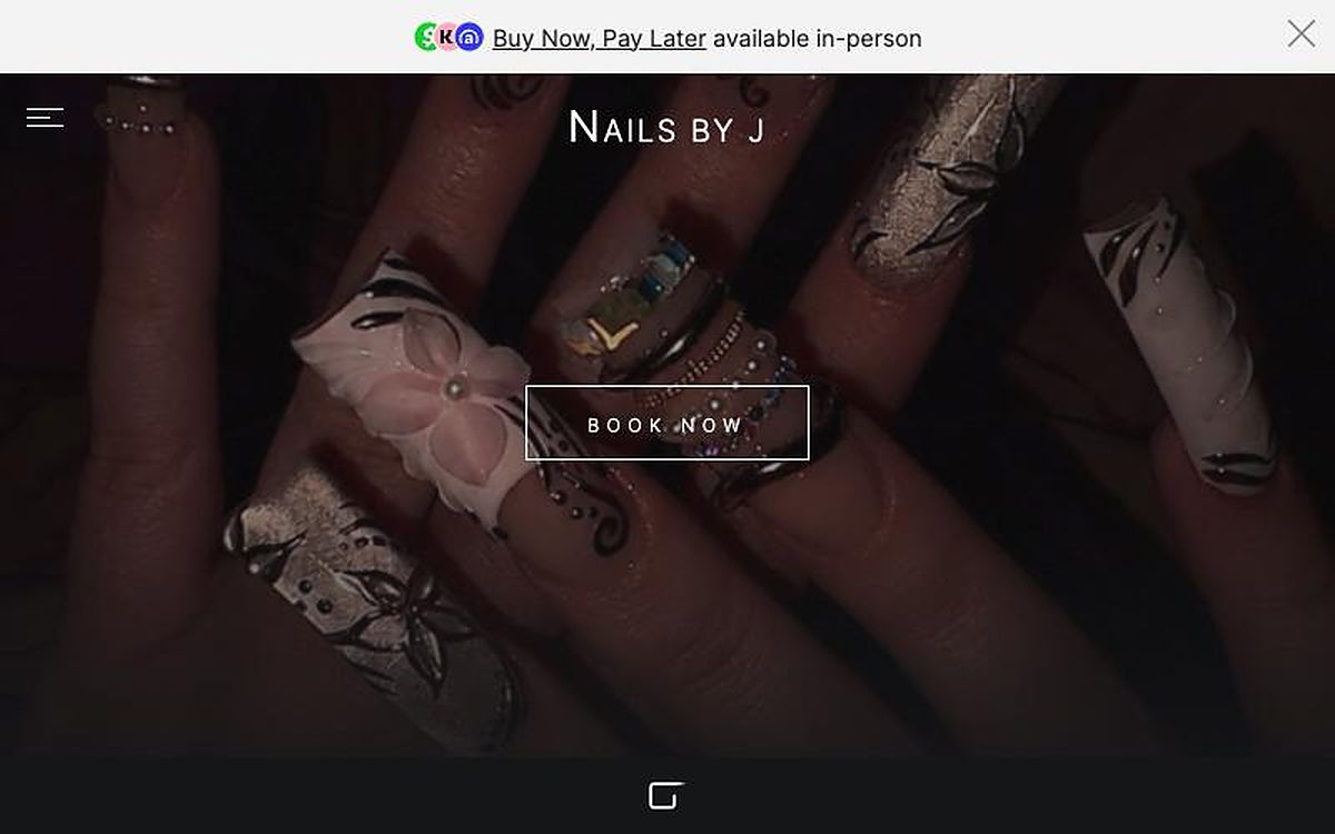 Before: her old booking-app page, a dark photo with a single Book Now button